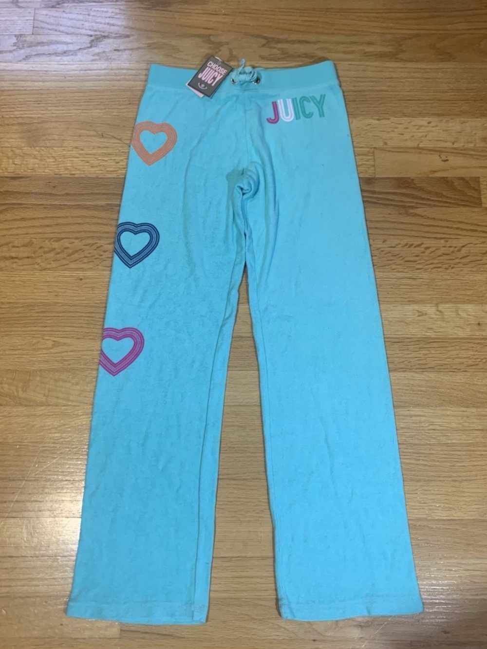 Juicy Couture Pam Gela Terry Life is Juicy Sweatpants Blue Youth Girl’s 14 NWT